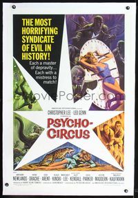 4p324 PSYCHO-CIRCUS linen 1sh '67 most horrifying syndicate of evil, art of sexy girls terrorized!