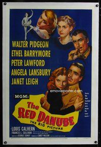 4p334 RED DANUBE linen 1sh '49 Janet Leigh, Angela Lansbury, Ethel Barrymore, Walter Pidgeon,Lawford