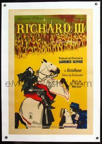 4p338 RICHARD III linen English 1sh '54 Laurence Olivier as director and in title role!