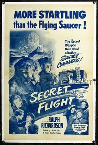 4p355 SCHOOL FOR SECRETS linen 1sh '52 1946 English spy film made into a flying saucer movie in '52!