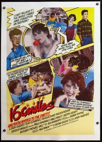 4p367 SIXTEEN CANDLES linen English 1sh '84 Molly Ringwald, John Hughes, completely different image!