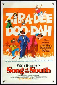 4p373 SONG OF THE SOUTH linen 1sh R72 Walt Disney, art of Uncle Remus and all the critters!