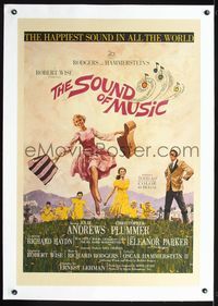 4p374 SOUND OF MUSIC linen 1sh '65 classic artwork of Julie Andrews & top cast by Howard Terpning!