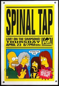 4p376 SPINAL TAP LIVE! ON THE SIMPSONS! linen TV 1sh '92 parody art of Homer & band by Groening!