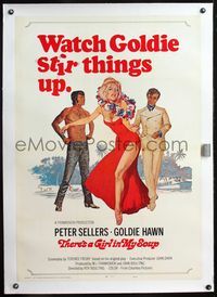 4p399 THERE'S A GIRL IN MY SOUP linen int'l A 1sh '71 completely different art of sexy Goldie Hawn!