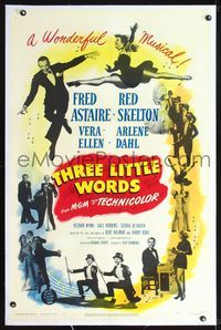 4p404 THREE LITTLE WORDS linen 1sh '50 art of Fred Astaire, Red Skelton & sexy dancing Vera-Ellen!