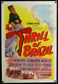 4p406 THRILL OF BRAZIL linen 1sh '46 great full-length image of sexy Ann Miller showing her leg!
