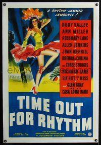 4p410 TIME OUT FOR RHYTHM linen 1sh '41 art of sexy dancer Ann Miller in a rhythm-jammed jamboree!