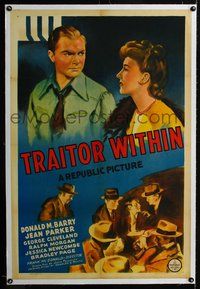 4p421 TRAITOR WITHIN linen 1sh '42 Don Red Barry & Jean Parker blackmail their mayor, who is a liar!