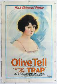 4p422 TRAP linen 1sh '19 stone litho head and shoulders portrait of beautiful Olive Tell!