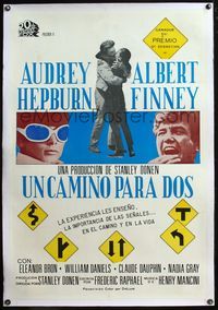 4p430 TWO FOR THE ROAD linen Spanish/U.S. 1sh '67 Audrey Hepburn & Albert Finney, Stanley Donen, different