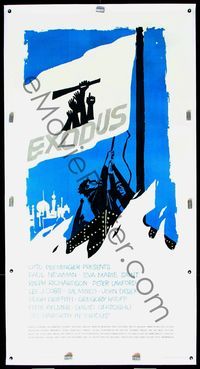 4r080 EXODUS linen 3sh '61 Otto Preminger, cool completely different flag art by Saul Bass!