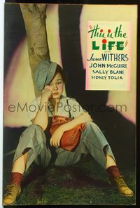 4r063 THIS IS THE LIFE Meloy Bros. 40x60 '35 portrait of sad runaway Jane Withers disguised as boy!