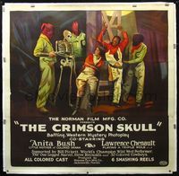 4r005 CRIMSON SKULL linen 6sh '21 great stone litho of Anita Bush & Lawrence Chenault + skeleton!