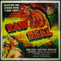 4r007 RAW DEAL 6sh '48 Anthony Mann, art of Dennis O'Keefe with gun & sexy bad girl Claire Trevor!