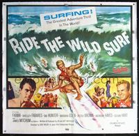 4r004 RIDE THE WILD SURF linen 6sh '64 Fabian, ultimate poster for surfers to display on their wall!