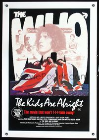 4r132 KIDS ARE ALRIGHT linen Aust 1sh '79 great image of Daltrey & The Who wrapped in British flag!