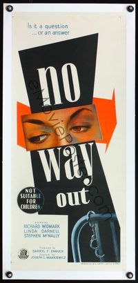 4r142 NO WAY OUT linen Aust daybill '50 cool different design, is it a question or an answer!
