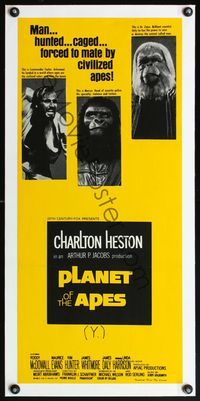 4r144 PLANET OF THE APES linen Aust daybill '68 Charlton Heston, classic sci-fi!