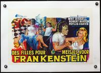 4r224 I WAS A TEENAGE FRANKENSTEIN linen Belgian '57 two different art images of monster & girl!