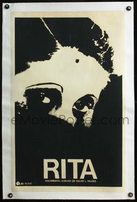 4r176 RITA linen Cuban '80 cool super close art of the musician/actress Montaner by Icaic!
