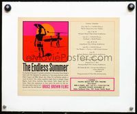 4r046 ENDLESS SUMMER linen special 8.5x11 poster '67 Bruce Brown surfing, art of surfers on beach!