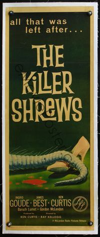 4r010 KILLER SHREWS linen insert '59 classic art of all that was left after the monster attack!
