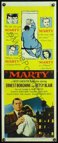 4r018 MARTY linen insert '55 directed by Delbert Mann, Ernest Borgnine, written by Paddy Chayefsky!