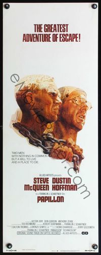 4r019 PAPILLON insert '73 great art of Steve McQueen & Dustin Hoffman by Tom Jung!