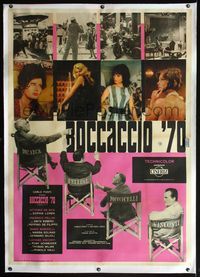 4r324 BOCCACCIO '70 linen Italian 1p '62 Loren, Ekberg & Schneider + Fellini, De Sica & Visconti!