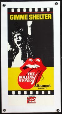 4r259 GIMME SHELTER linen Italian locandina '71 Rolling Stones, out of control rock & roll concert!