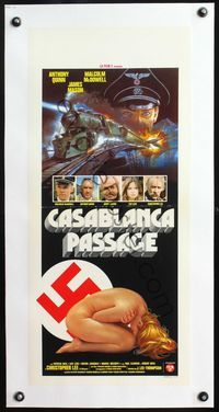 4r261 PASSAGE linen Italian locandina '79 art of naked girl crouched in front of Nazi swastika!