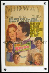 4r045 BRIBE linen WC '49 Robert Taylor, sexy young Ava Gardner, Charles Laughton, Vincent Price