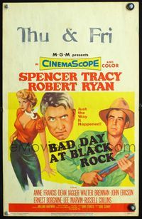 4s038 BAD DAY AT BLACK ROCK WC '55 different image of Spencer Tracy, sexy Anne Fracis & Robert Ryan