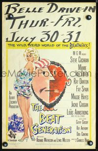 4s043 BEAT GENERATION WC '59 sexy artwork of barely-dressed Mamie Van Doren, beatniks!