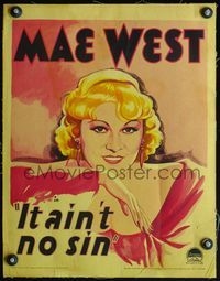4s045 BELLE OF THE '90s linen WC '34 great sexy art of Mae West, has risque title It Ain't No Sin!