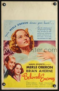 4s046 BELOVED ENEMY WC '36 beautiful Merle Oberon storms your heart, Brian Aherne
