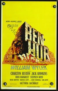 4s047 BEN-HUR WC '60 Charlton Heston, William Wyler classic religious epic, cool chariot art!