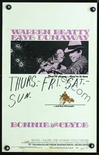 4s053 BONNIE & CLYDE WC '67 great image of notorious crime duo Warren Beatty & Faye Dunaway!