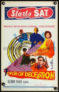 4s071 CIRCLE OF DECEPTION WC '60 sexy Suzy Parker, a spy should never fall in love!