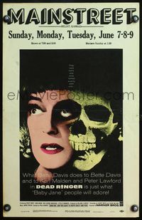 4s084 DEAD RINGER WC '64 creepy close up of skull & Bette Davis, who kills her own twin!