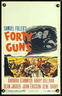 4s114 FORTY GUNS WC '57 Samuel Fuller, art of Barbara Stanwyck & Barry Sullivan on horseback!