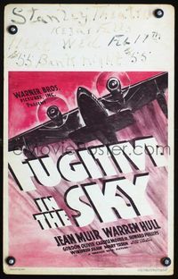 4s118 FUGITIVE IN THE SKY WC '37 cool artwork of passenger airplane that gets hijacked!