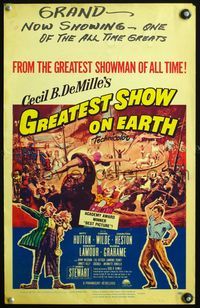 4s136 GREATEST SHOW ON EARTH WC R67 Cecil B. DeMille circus classic, Charlton Heston, James Stewart