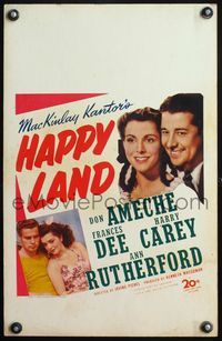 4s142 HAPPY LAND WC '43 Don Ameche's son dies in WWII, a ghost shows him why it was worth while!