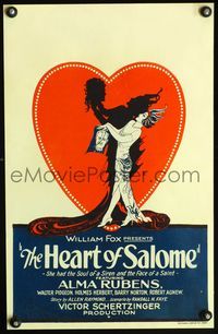 4s145 HEART OF SALOME WC '27 sexy Alma Rubens tears her lover's photo & her shadow holds his head!