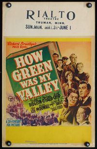 4s158 HOW GREEN WAS MY VALLEY WC '41 John Ford, cool art of entire cast emerging from book!