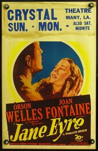 4s173 JANE EYRE WC '44 art of Orson Welles as Edward Rochester holding sad Joan Fontaine as Jane!