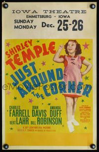 4s182 JUST AROUND THE CORNER WC '38 great full-length image of Shirley Temple singing & pointing!