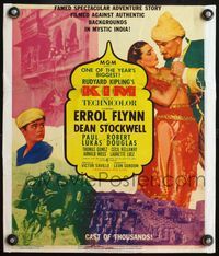4s187 KIM WC '50 Errol Flynn & sexy Laurette Luez in mystic India, from Rudyard Kipling story!